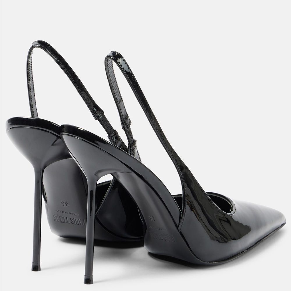 Paris Texas Sleek Black Slingback Heels - Picture 2 of 14